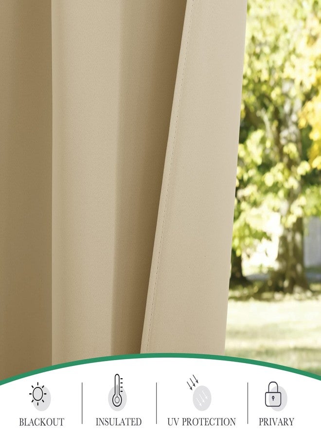 StangH 2 Panels Beige Outdoor Curtains - Windproof Blackout Curtains with Detachable Top for Indoor Outdoor Space, Privacy Wind Resistant Blinds for Sunroom Basement, W52 x L96 - Image 5